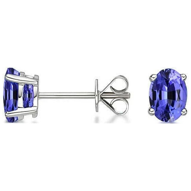 925 Sterling Silver 2.00ct Genuine Tanzanite Oval Stud Earrings For Sale Top Quality