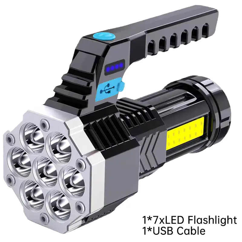 COB 7 LED Handheld Flashlight - Rechargeable, Portable, and Water-Resistant with USB Charging Sale Low Pice