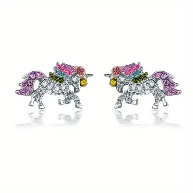 Colorful Cartoon-Themed Unicorn Earrings, Necklace, Ring & Bracelet Jewelry Set Outlet Deals