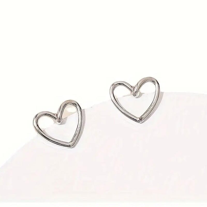 Glossy Hollow Heart Design Stud Earrings Low Cost