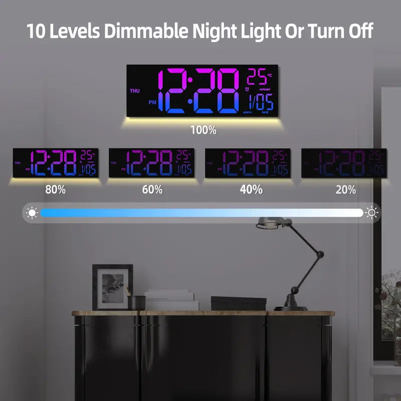 16.2 Large Display Digital Coloring Changing Wall Clock with Built-in Night Light Visit Sale Online