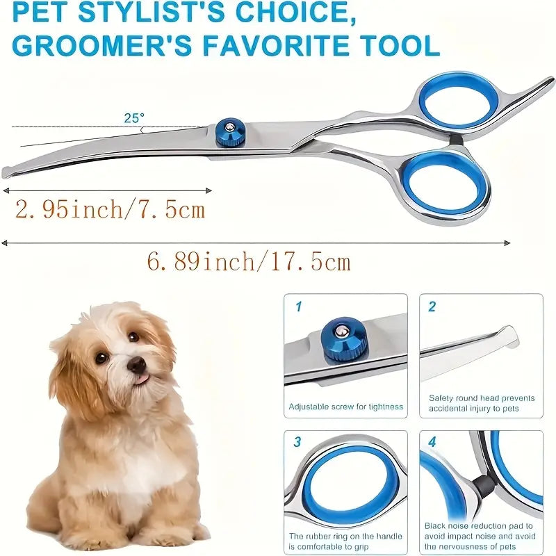 Premium Stainless Steel Grooming Scissors Set for Pet with Safety Round Tip Clearance Extremely