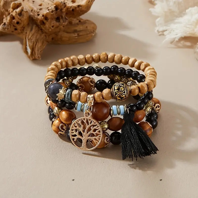 4-Piece Set: Creative Bohemian Bracelet, Layered Beaded Stretchable Bracelet Manchester Great Sale Cheap Online