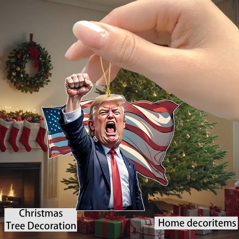 Caricature Style Trump Shouting Make America Great Again Acrylic Christmas Decorations Discount For Nice