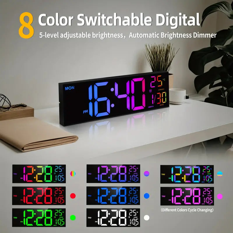 16.2 Large Display Digital Coloring Changing Wall Clock with Built-in Night Light Visit Sale Online