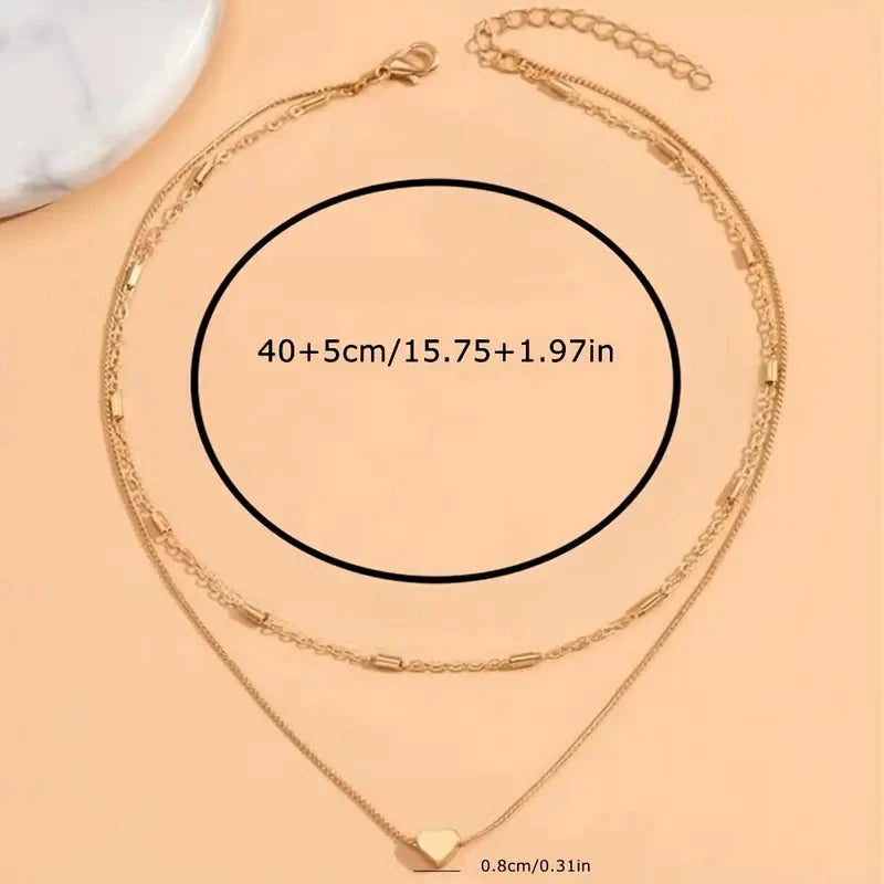 Elegant Simple Double Layer Choker Necklace with Heart Pendant Cheap Manchester Great Sale