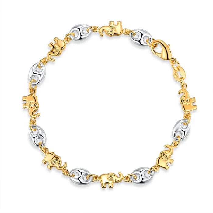 18K Gold Two-Tone Elephant Anklet 10 Genuine Online