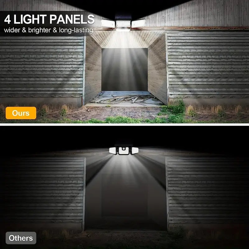 270 LEDs Solar Wall Light With Motion Sensor - 4 Head Lamp, 3 Lighting Modes Wide Angle Security Wireless Flood Light Limited Edition Online