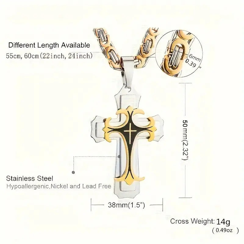 Vintage-Inspired Men's Flat Handmade Cross Pendant Necklace Buy Cheap Footlocker