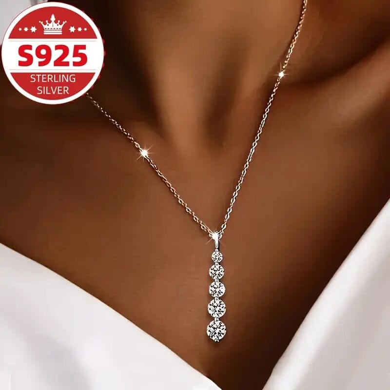 925 Sterling Silver Synthetic Cubic Zirconia Droplet Pendant Necklace Finishline Sale Online