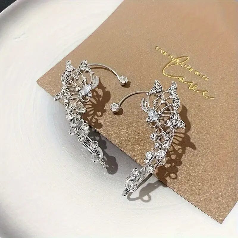 2-Pieces: Trendy Minimalist Style Hip Hop Hollow Butterfly Ear Climber Amazing Pice Cheap Online