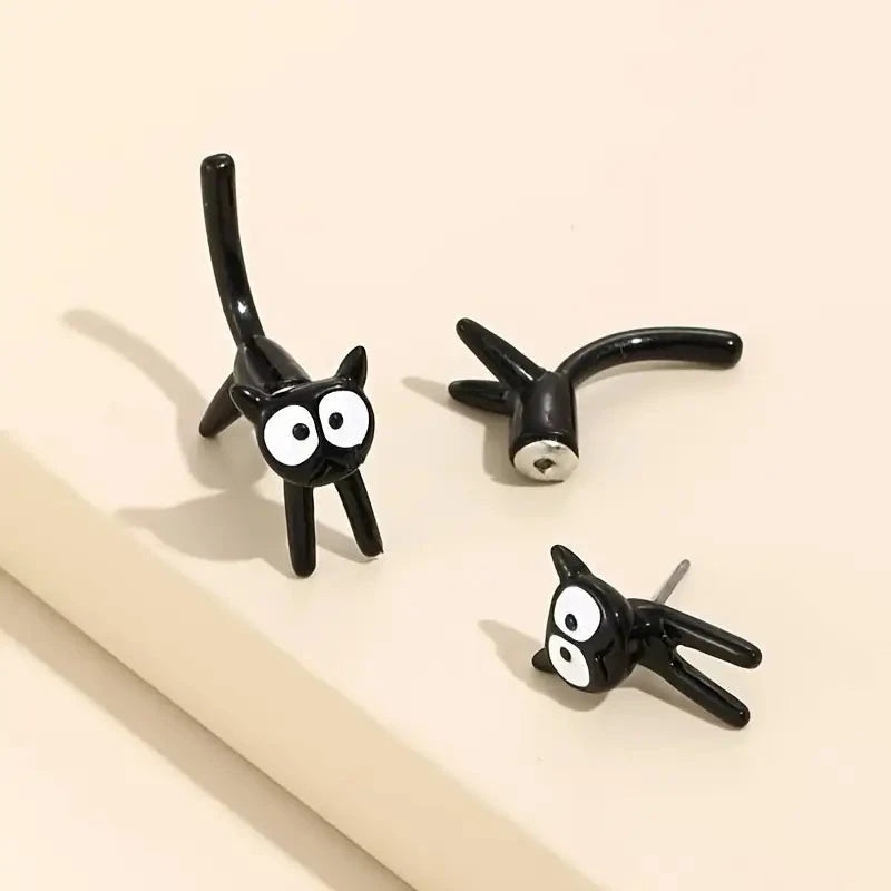 Black Cat Front And Back Stud Earrings For Women Free Shipping For Cheap