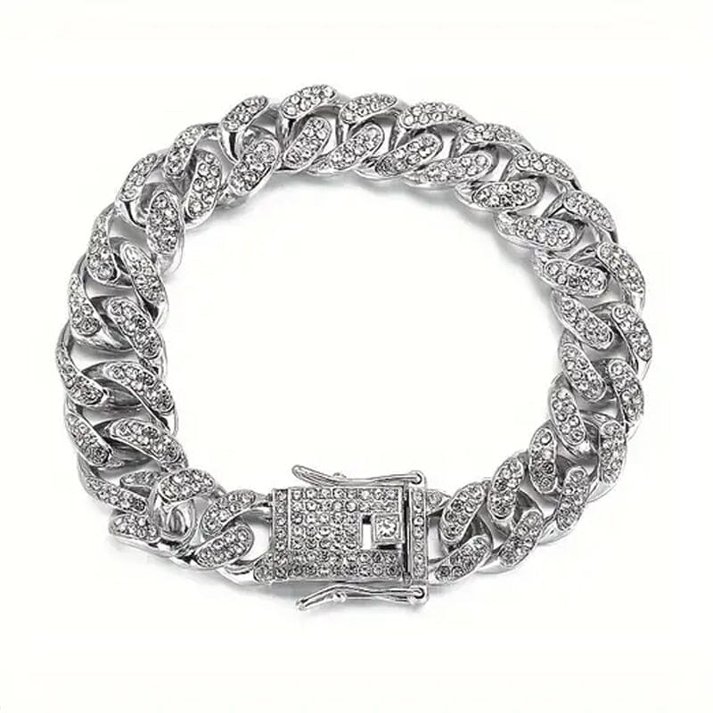 8 Luxurious Rhinestone Cuban Chain Bracelet for Men Factory Outlet For Sale