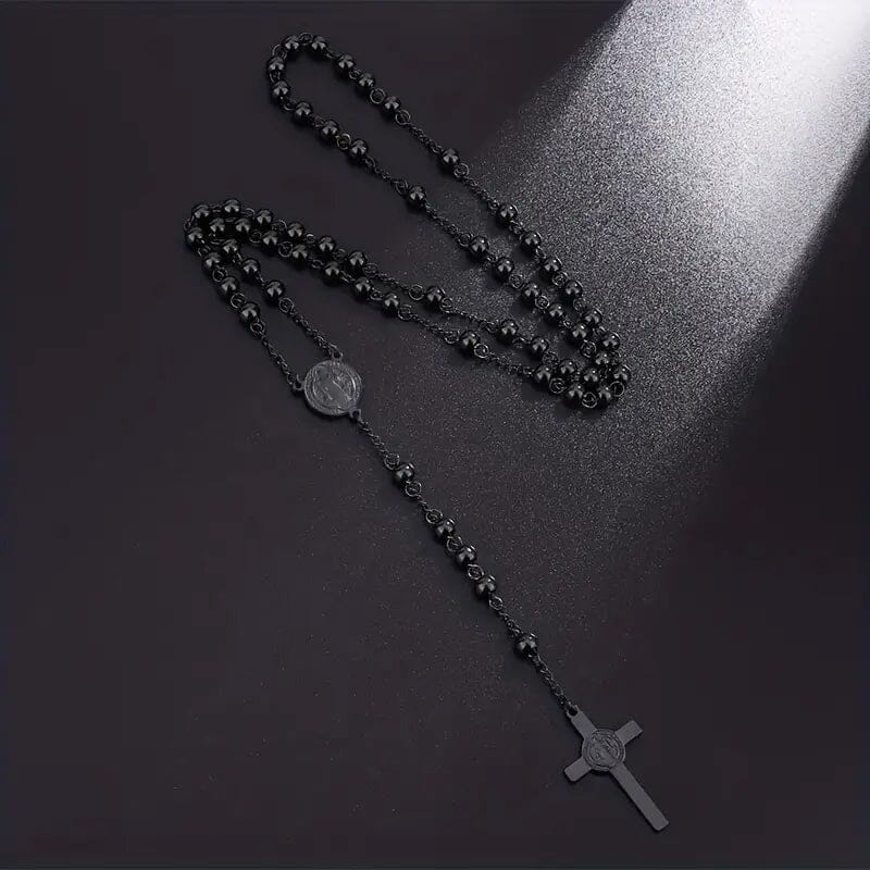 San Benito Golden Plated Stainless Steel Priest Saint Benedict Rosary Necklace Outlet Top Quality