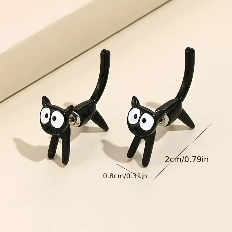 Black Cat Front And Back Stud Earrings For Women Free Shipping For Cheap