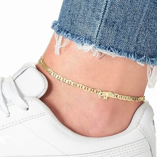 18K Gold Plated Flat Marina Elephant Anklet 10 Free Shipping Good Selling