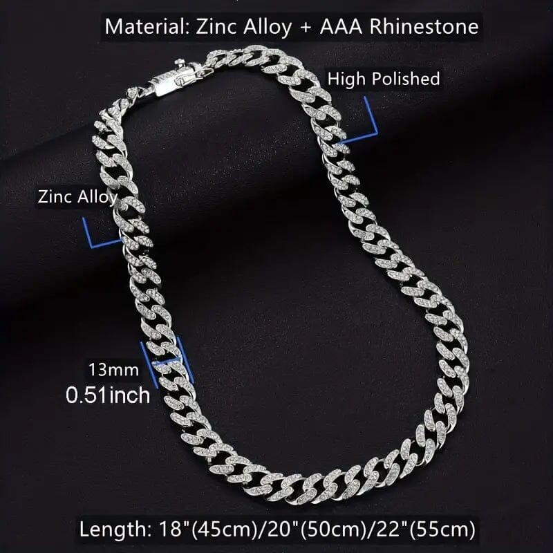 2-Piece Set: Unisex Hip Hop Cuban Chain Necklace and 8 Bracelet Clearance 2025