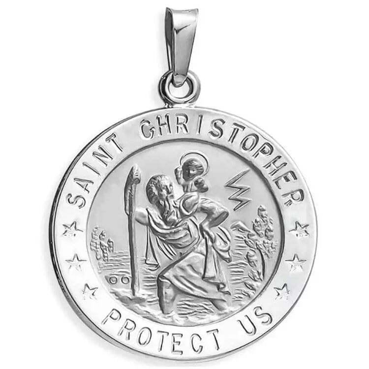 925 Sterling Silver 20MM Saint Christopher Religious Pendant Necklace Many Kinds Of Cheap Online