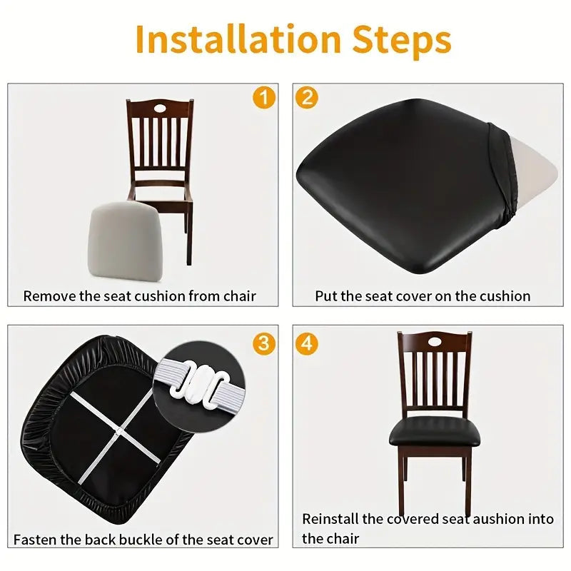 4-Pieces: Waterproof Removable Upholstered Leather Dining Chair Slipcovers Outlet Lowest Pice