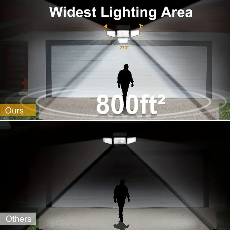 270 LEDs Solar Wall Light With Motion Sensor - 4 Head Lamp, 3 Lighting Modes Wide Angle Security Wireless Flood Light Limited Edition Online