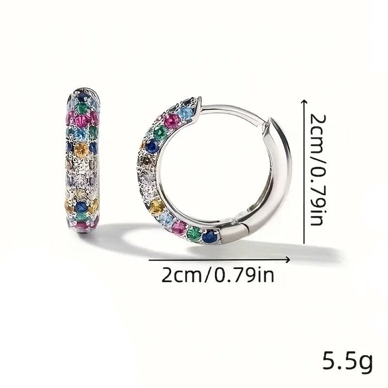 925 Sterling Silver Round Colorful Synthetic Zirconia Earrings Cheap Tumblr