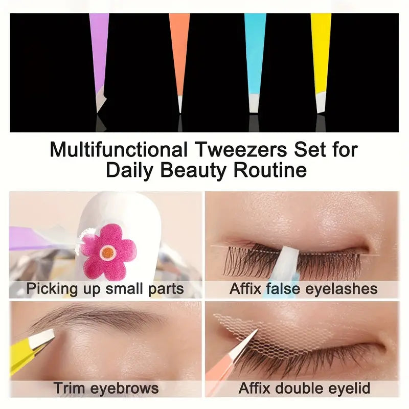 4-Pieces: Tweezers For Eyebrows, Straight, Slant, Angled and Pointy Tip Looking For