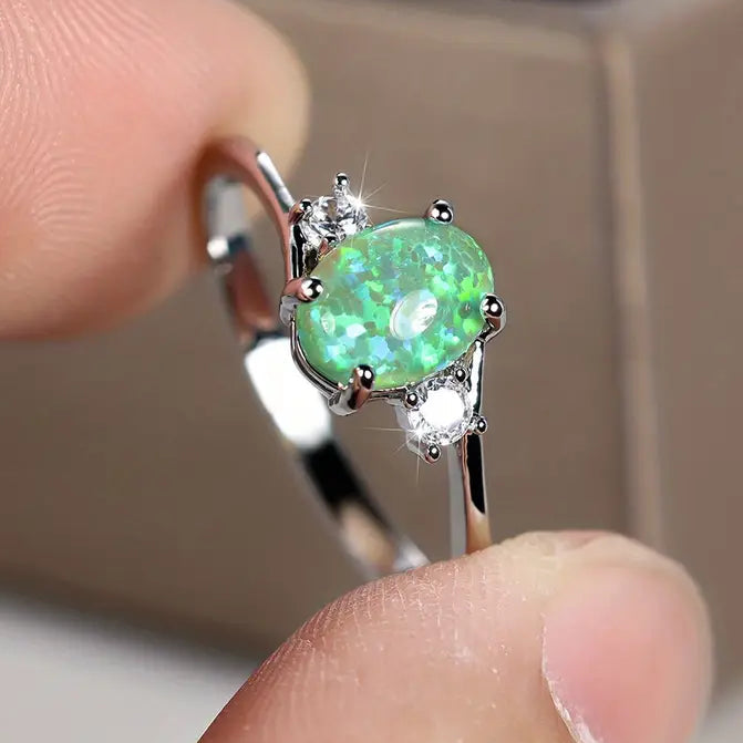 Exquisite Oval Artificial Opal Rings Free Shipping Sale Online