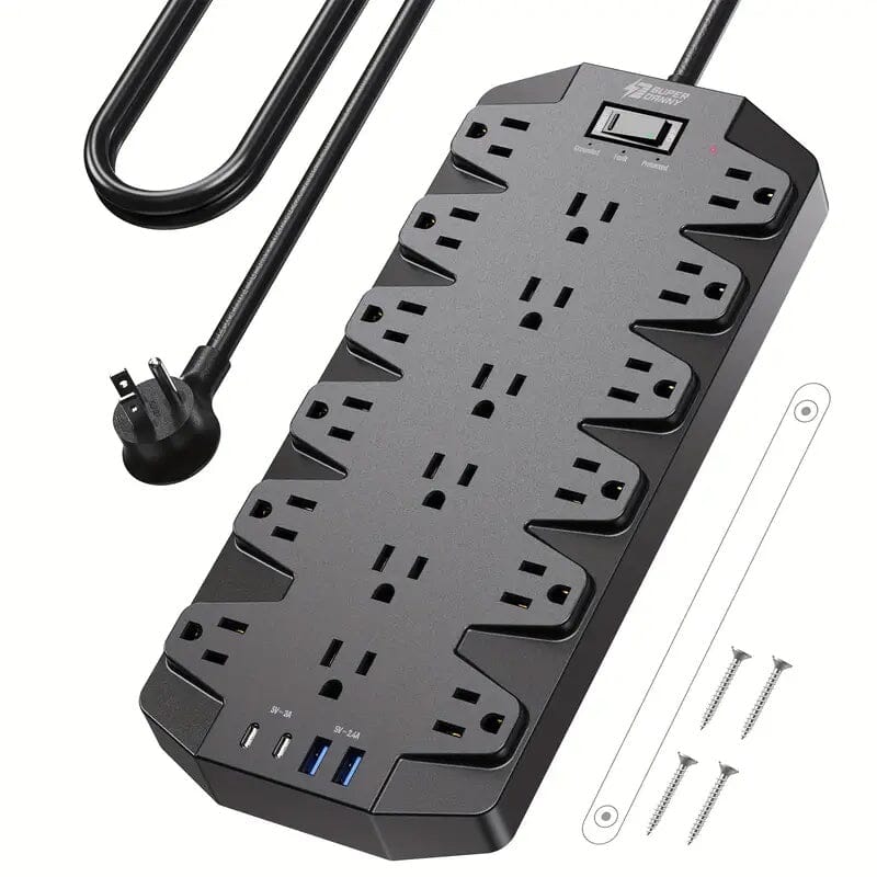 Superdanny 18 AC Outlets Surge Protector Power Strip with 2 USB C and 2 USB A Ports High Quality For Sale