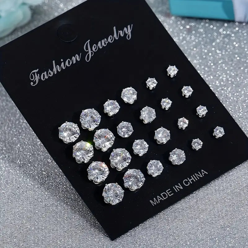 12-Pairs: Fashion Stainless Steel Stud Earrings Visa Payment For Sale