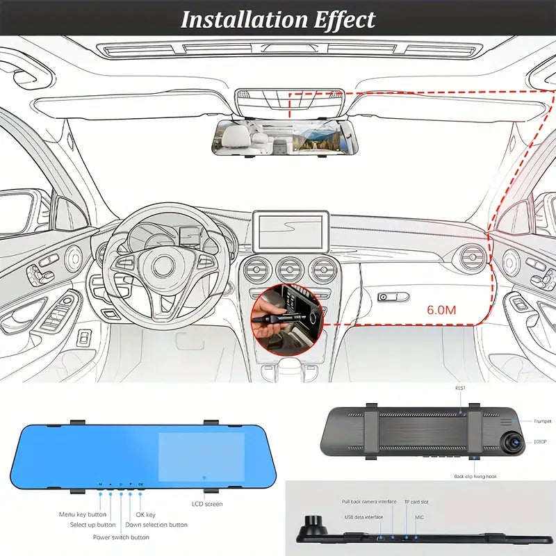 Mirror Dash Cam 4.5 Inch Rear View Mirror 1080P Front and Rear View Dual Cameras Perfect For Sale