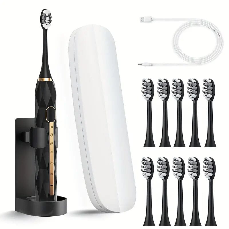 Waterproof USB Rechargeable Electric Toothbrush with 10 Replaceable Toothbrush Heads, Charger and Case Sale Affordable