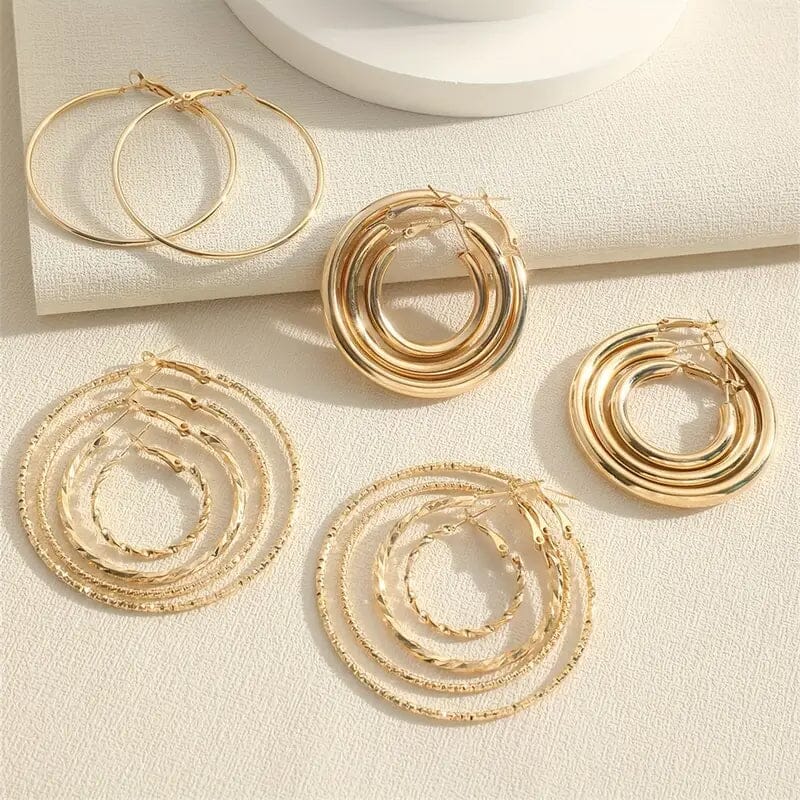 8-Pairs: Alloy Hoop Earrings Set Recommend Cheap Pice