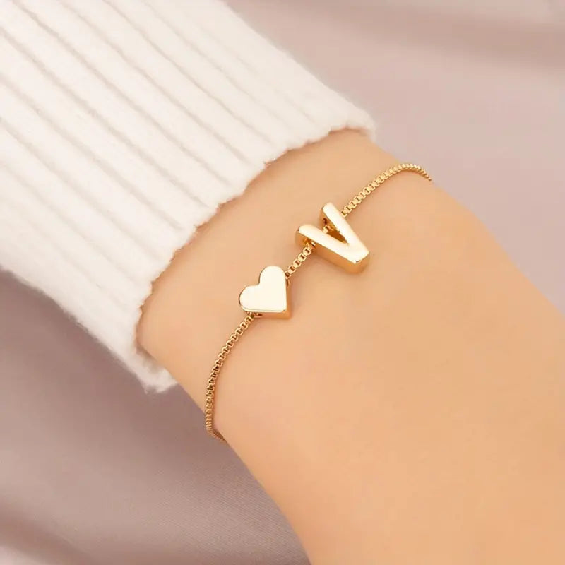 Elegant Love Heart Charm Bracelet - Delicate Minimalist Link Chain Cheap Online Store Manchester