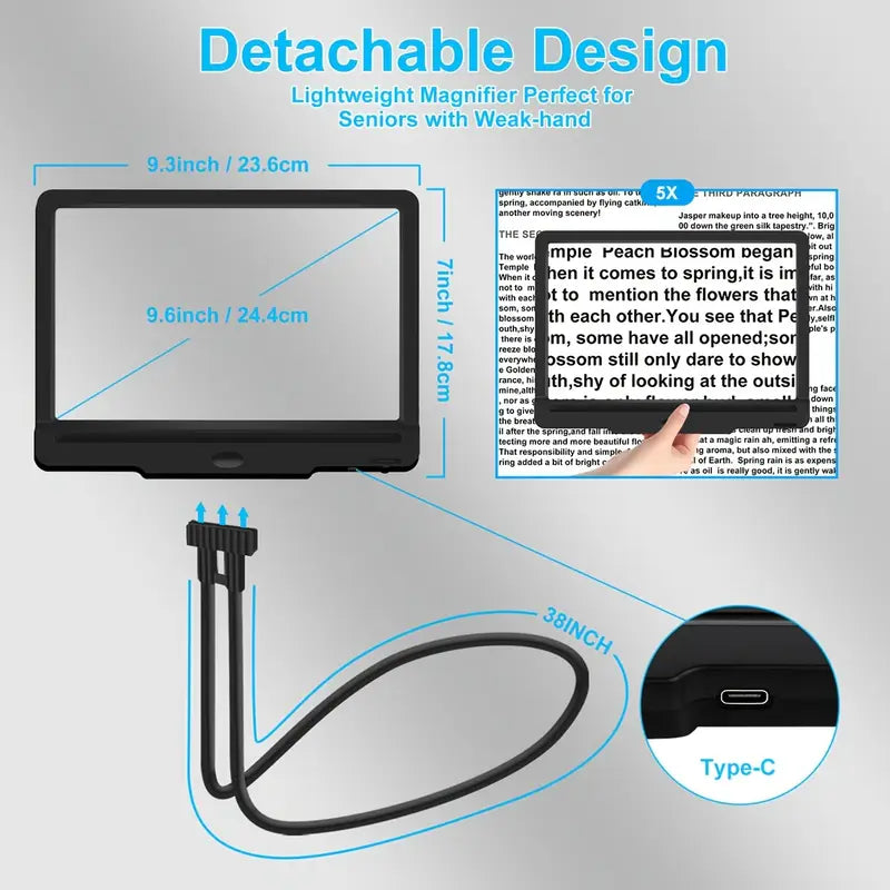 LED Magnifying Glass with Stand - 5x Zoom, USB Rechargeable Reading Aid Sale Manchester