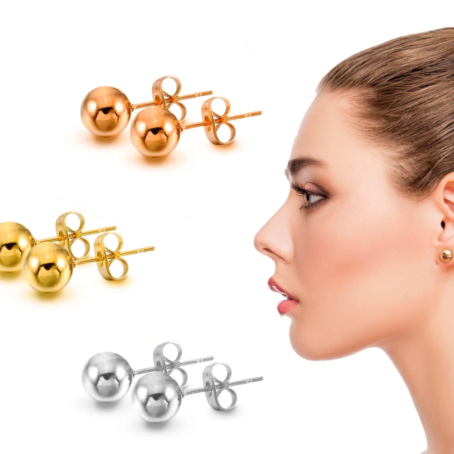 Stainless Steel Hypoallergenic Ball Shaped Stud Earrings 2025 Newest