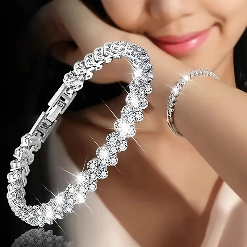 18K Golden Plated Stainless Steel Bracelet with Rhinestone Embellishments Discount Cheap Online