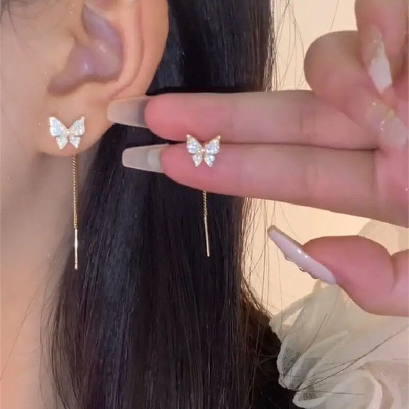 925 Silvery Post Yellow Alloy Butterfly Earrings Outlet Purchase