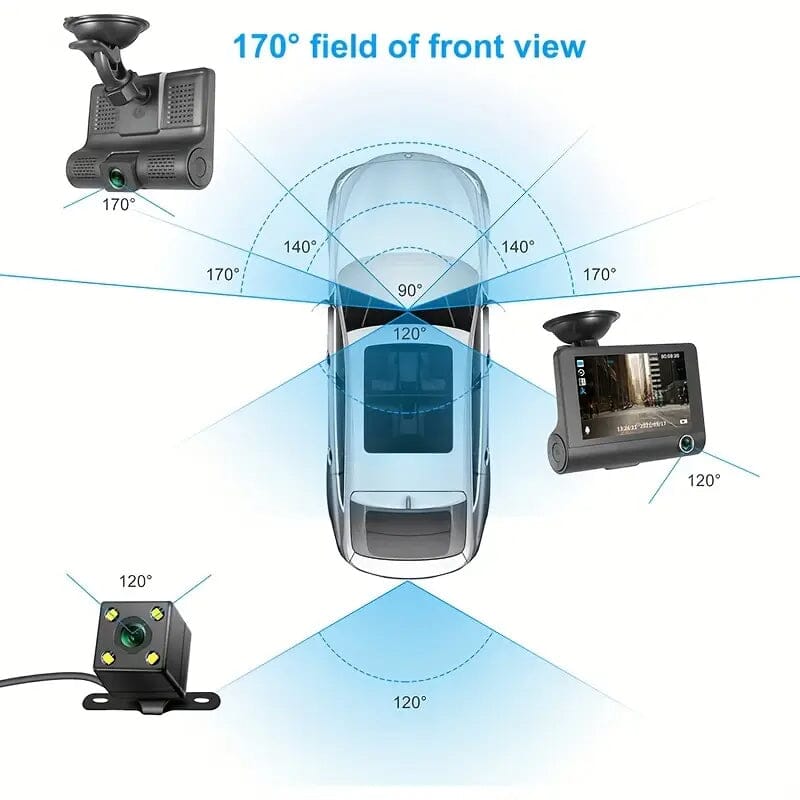 1080P 3-Camera Recorder Dash Cam with Night Vision Get Authentic Cheap Online