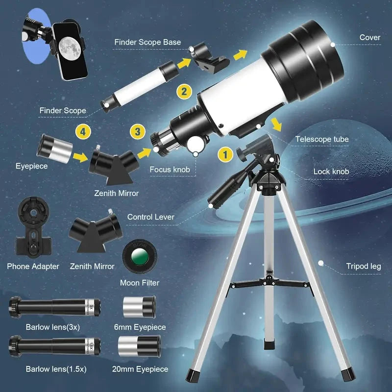 Portable Astronomical 150X Telescope 70mm Aperture Telescope Monocular With Tripod Sale 100% Authentic