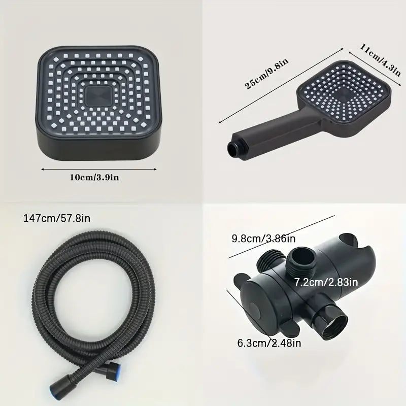 2-in-1 Handheld & Rainfall Shower Head Set with Long Hose and T-Valve Cheap Sale Visit New