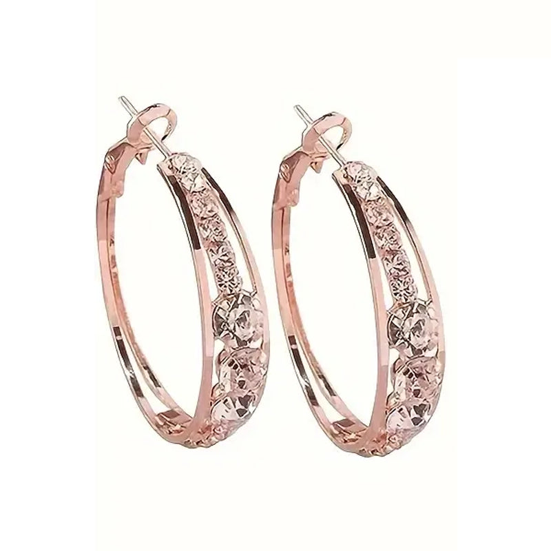 Hoop Earrings Inlaid Shiny Rhinestone For Ladies Fashion Style Online