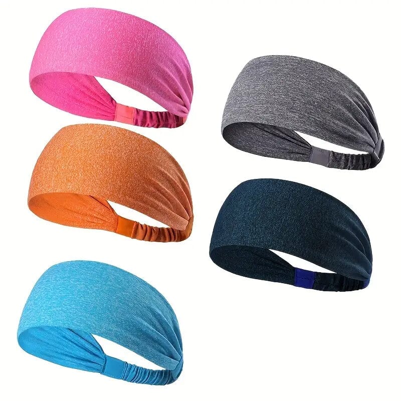 5-Pack: Unisex Sports Fitness Headband and Sweatband Sale 2025 Unisex