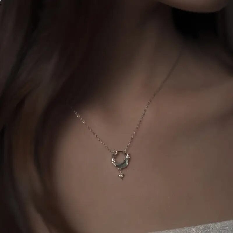 Stunning Moon and Star Birthstone Pendant Necklace Original Cheap Pice