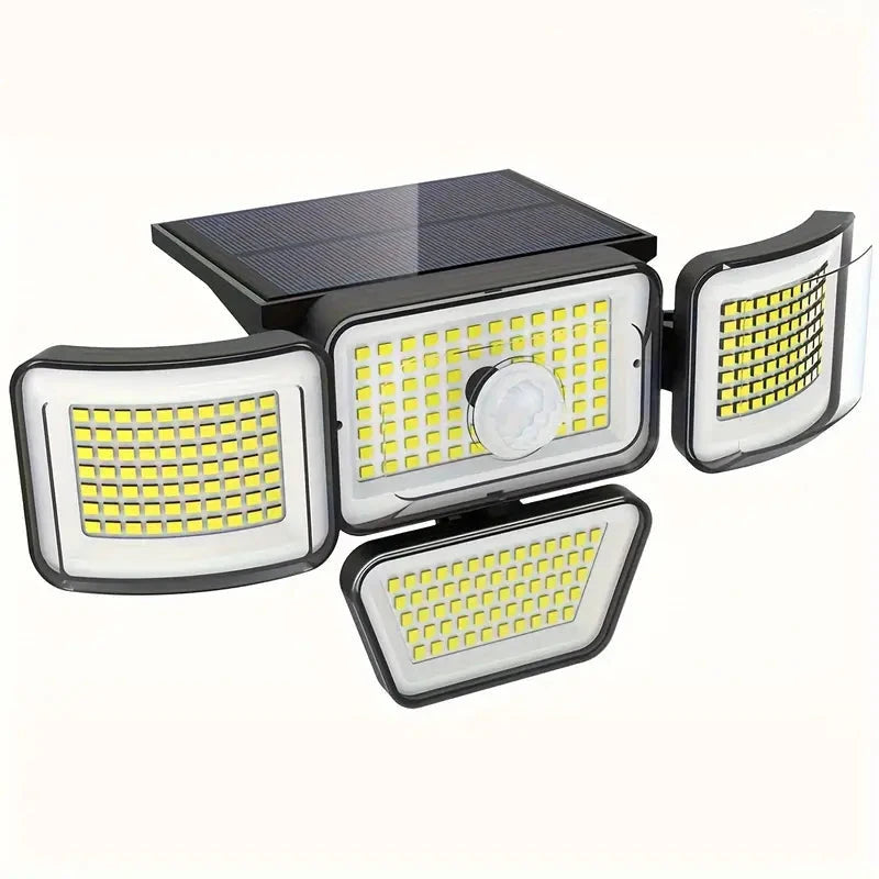 278LEDs 3000LM Motion Sensor 6500K Solar Powered, 4 Heads Security Flood, 300° Wide Angle Wall With 3 Modes Visa Payment