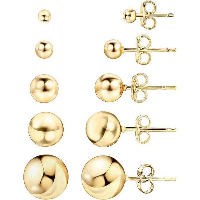 14k Gold Ball Stud Earrings, High Polish Finish Ball Studs Discount Collections