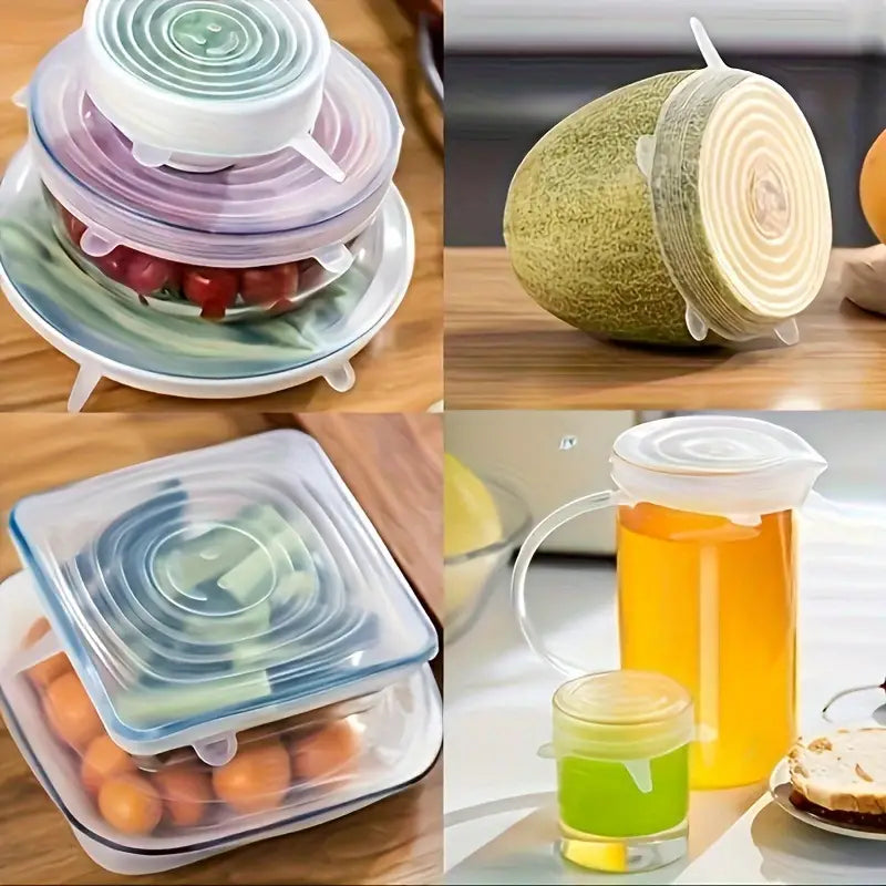 6-Piece Set: Silicone Stretch Lids, Reusable Durable Food Storage Lids Free Shipping Online