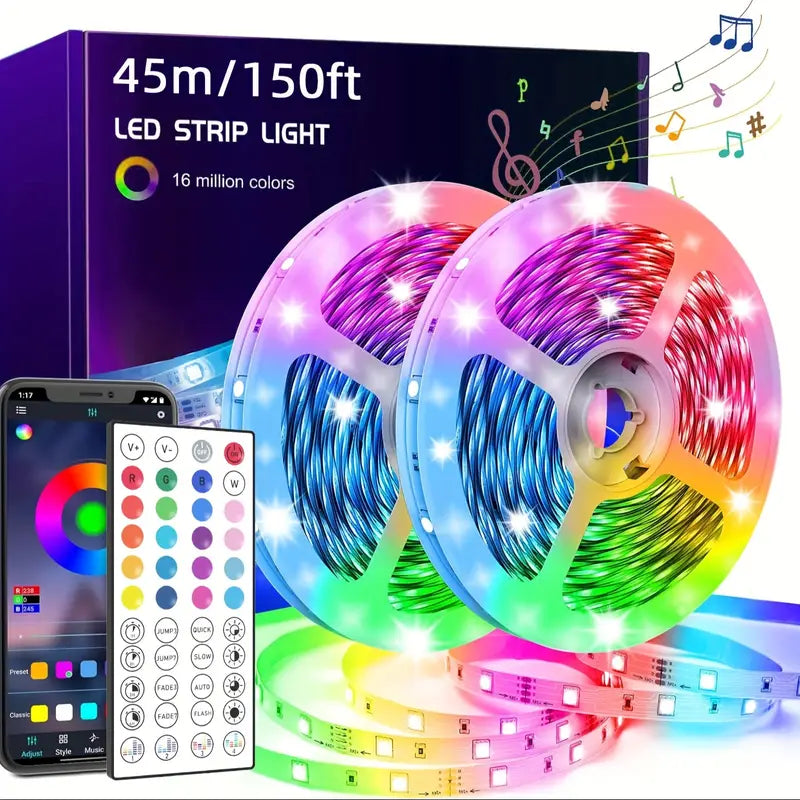 150FT Smart Led RGB LED Lights Music Sync Color Changing Light with App Tumblr