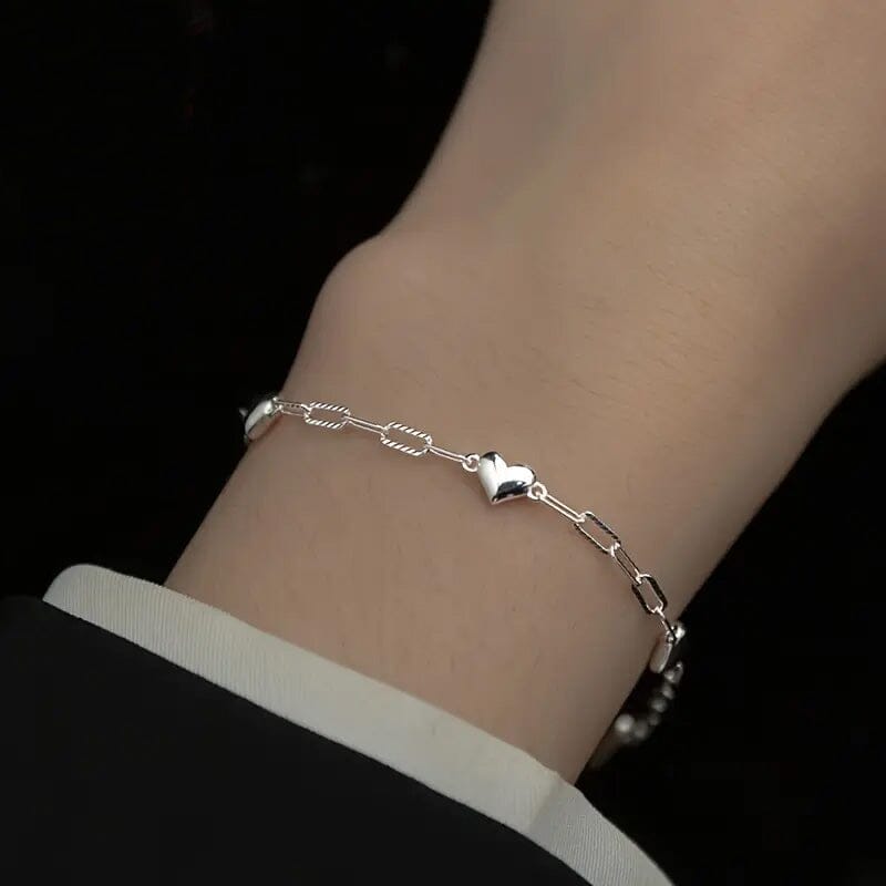 Heart-Shaped S925 Silver Bracelet Clearance Best Seller