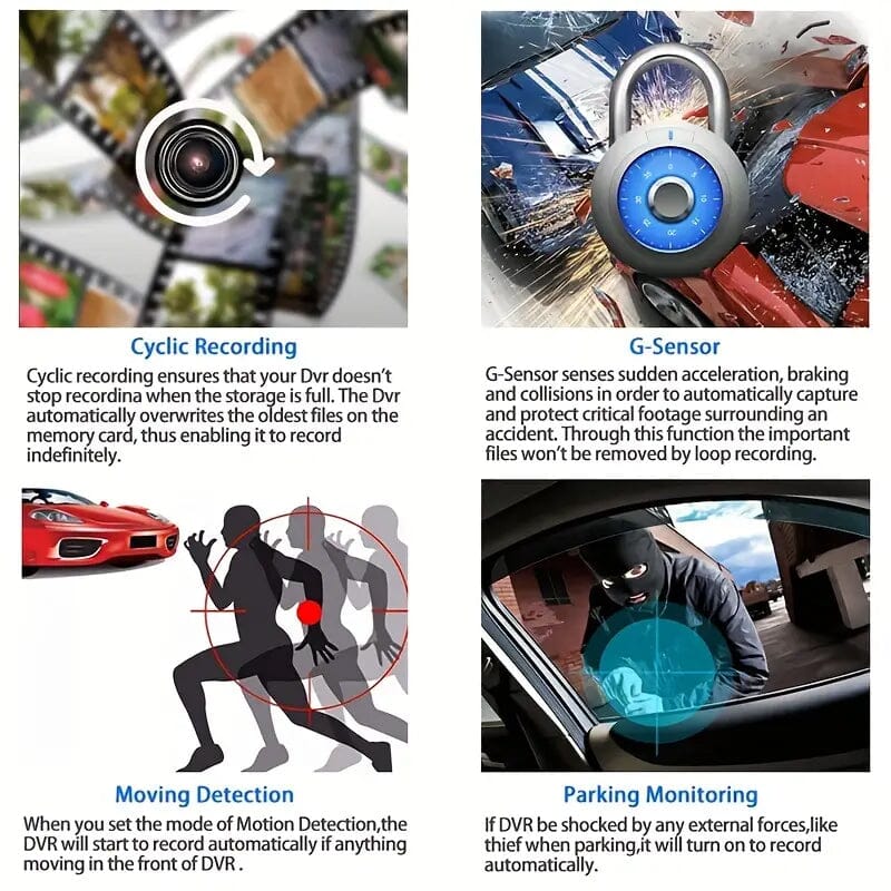 Two-Lens HD Night Vision Driving Recorder with Suction Cup Installation + 32G Card In China