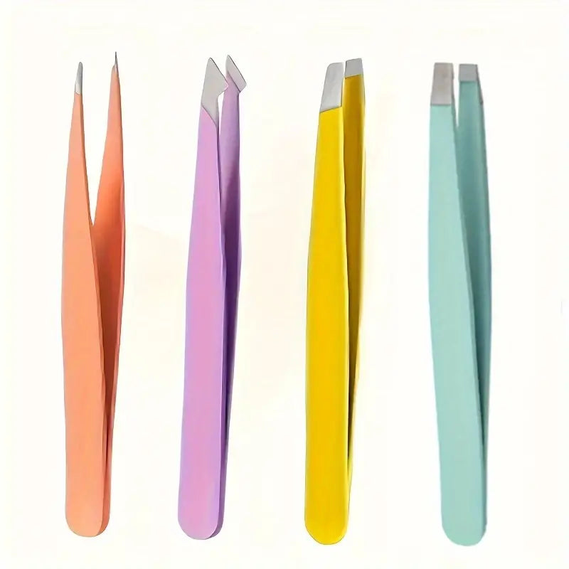 4-Pieces: Tweezers For Eyebrows, Straight, Slant, Angled and Pointy Tip Looking For